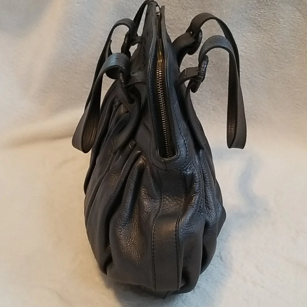 RARE Cole Haan Pleated Leather Satchel Hobo Bag Purse